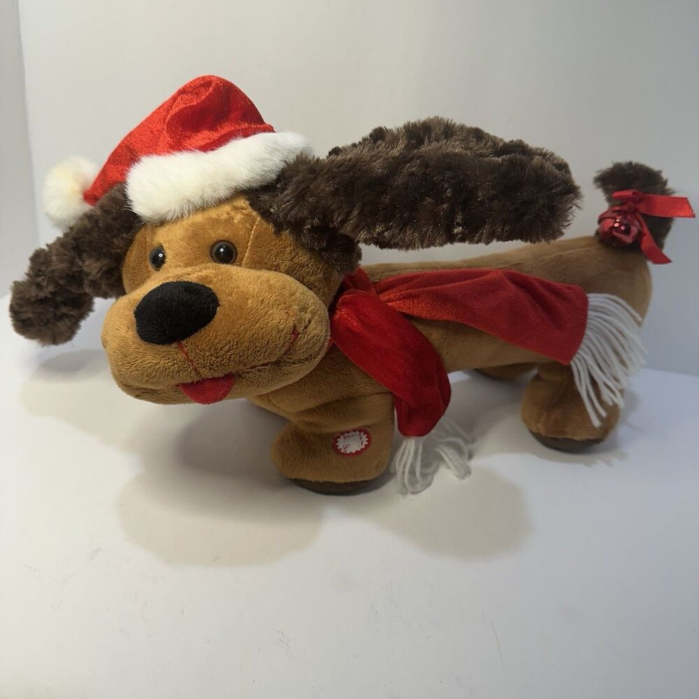 Dan Dee Collector's Choice Singing Xmas Dog - Animated Flapping Ears & Santa Hat